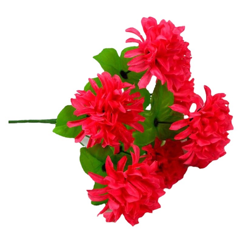 Flores artificiales al por mayor para decoración navideña y decoración del hogar, ramo pequeño de crisantemo de siete cabezas, arreglo floral artificial al por mayor.
