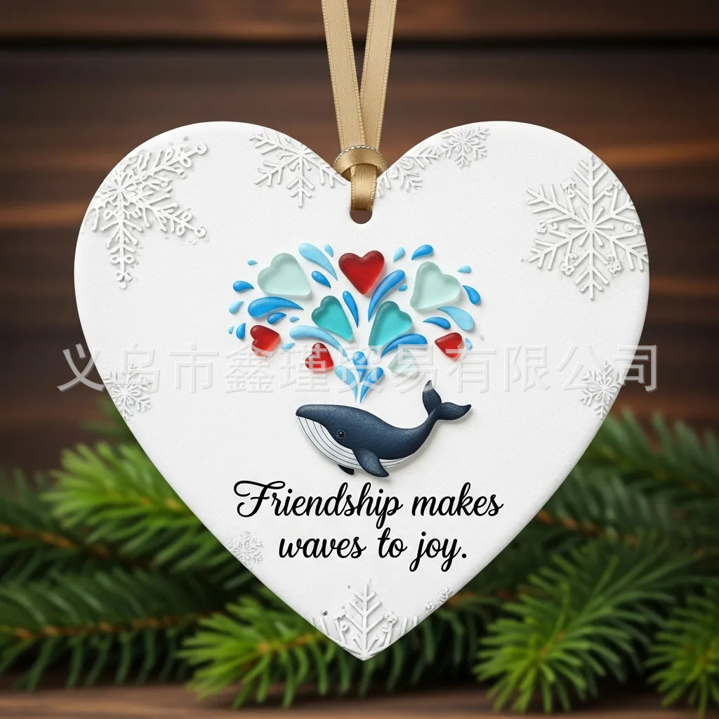 Nuevos productos transfronterizos de fondo blanco plano amistad de Navidad acrílico decoración de automóviles colgante amor Santa colgante