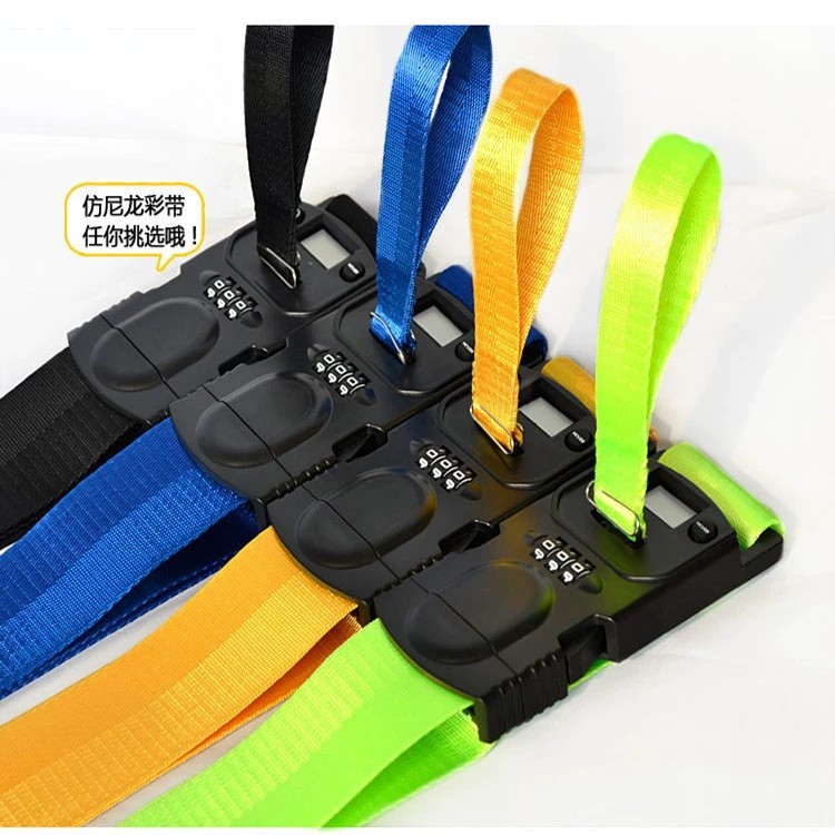 Maleta reforzada para envíos con correas ajustables, correas de equipaje coloridas, báscula electrónica, maleta con candado de combinación