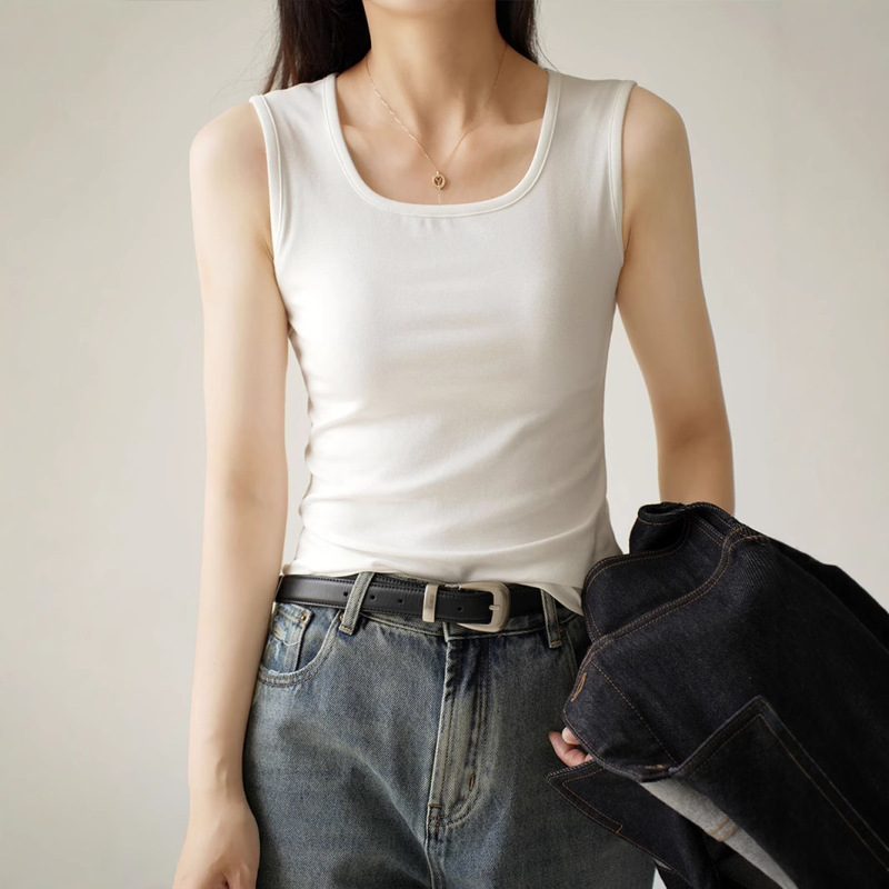 Summer Outer Wear Slim Camisole Women's Pure Desire Style Beautiful Back I-shaped Wide Shoulder Strap Cover Para-breasts Inner Base Shirt