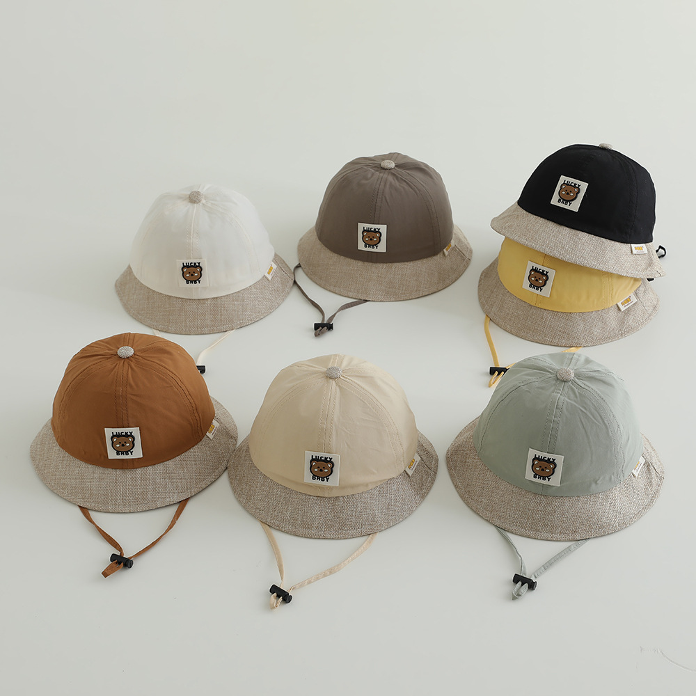 Sombrero de bebé primavera y otoño delgado sombrero de bebés para hombres y mujeres adorable gorro de brida grande sombrero de protección solar sombrero de pescador de marea