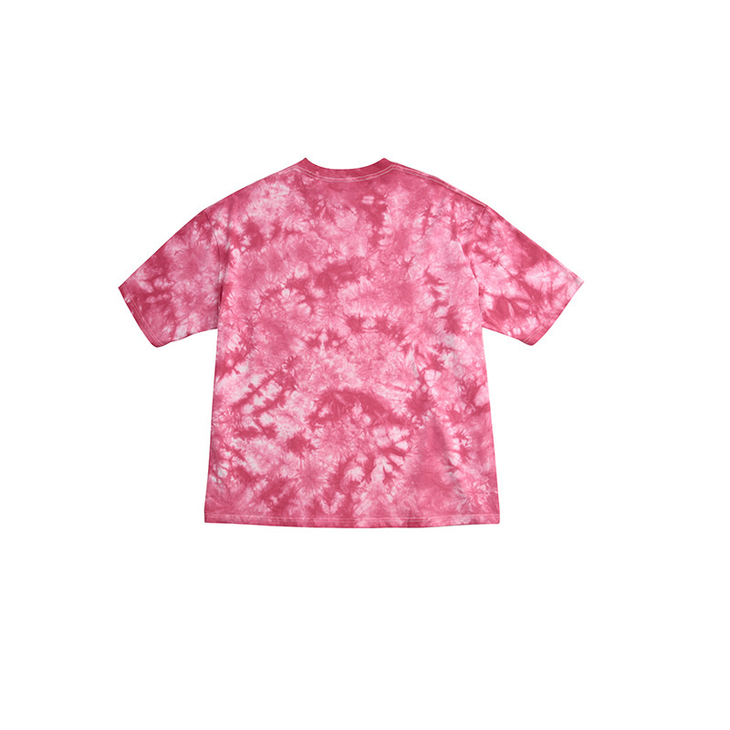 Super Plus size Street retro puro algodón 240g gota-hombro pequeño cuello redondo suelto camiseta teñida camiseta casual de los hombres