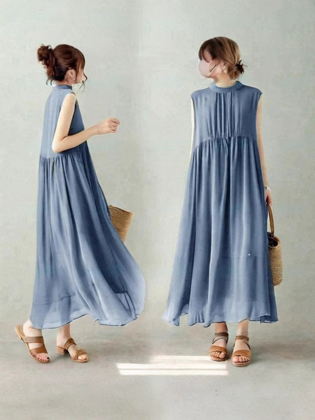 Japanese summer shiffon dress sleevless