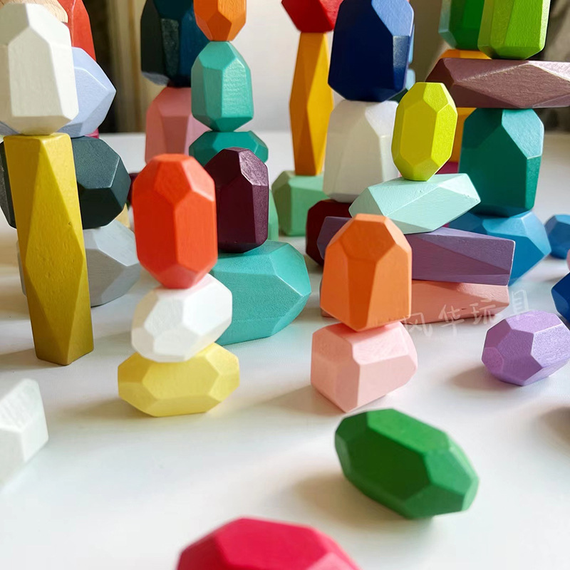 Colorido juguete de piedra laminada con manos bloques de construcción del cerebro al por mayor de los niños educación temprana transfronteriza venta caliente juguete de madera Jenga