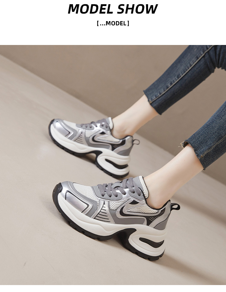 Zhao Yue Luo Xinghe Thick-Soled Silver Lu Si 2025 New Model Women's Dad Genuine Leather Height-Increasing Casual Sports_vogvips.com