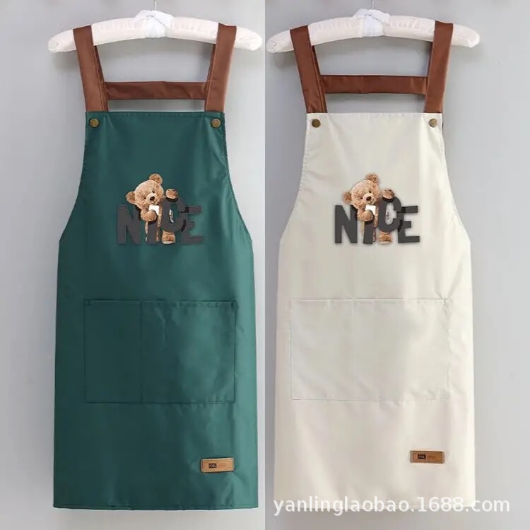 新型ベアーロゴ防水放油エプロンキッチン作業服男女ミルクティー店作業服家庭用|undefined