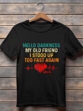 E 24021 Hello Darkness Print T-Shirt ӡ������ �羳�W��