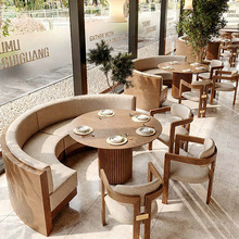 商用奶茶店桌椅茶楼卡座咖啡厅西餐厅桌椅融合主题餐厅卡座沙发