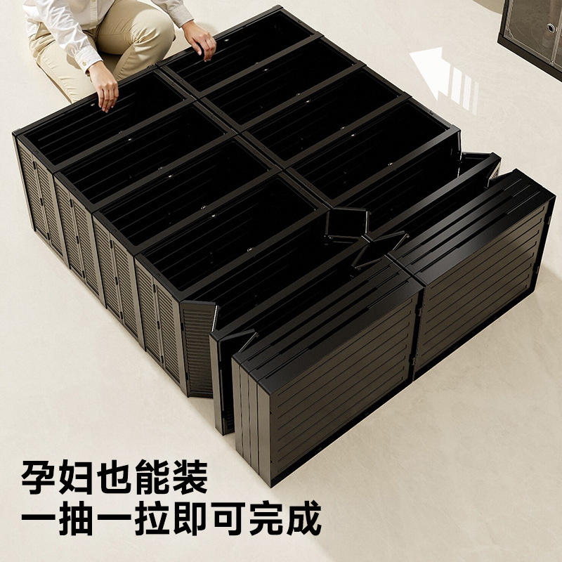 Caja de almacenamiento de doble fila integrada de absorción magnética transparente sin instalación para estantes de zapatos plegables y caja de zapatos a prueba de polvo