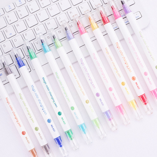 Twelve-Color Fluorescent Double-Head Magical Chameleon Pen Soft Tip Student Drawing Pen Colorful Highlighter Pen