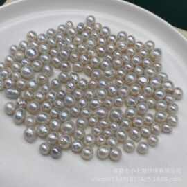 天然淡水珍珠8-11mm镜面光无孔裸珠散珠可diy糖纸巴珍珠手链项链