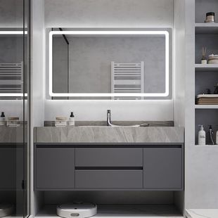 CSP1 Light Luxury Rock Board Seamless Integrated Basin Cabinet Solid Wood Bathroom Cabinet Wash Sink Wash Basin Cabinet Wash Table