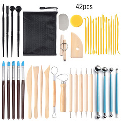 Cross-border pottery tools 42-piece set Clay carving knife beads rods point drill pens DIY stone sculpting clay manual tools