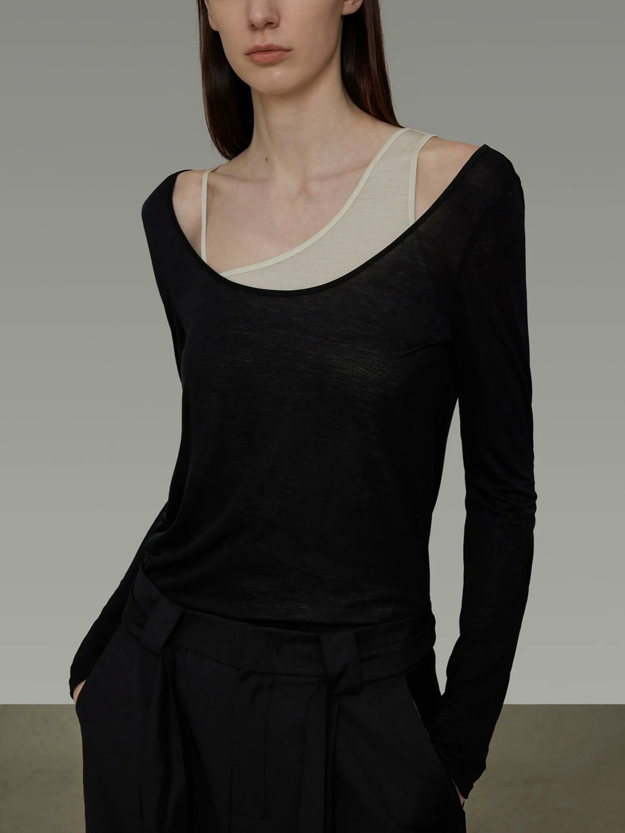 Asymmetrical knitted autumn sweater