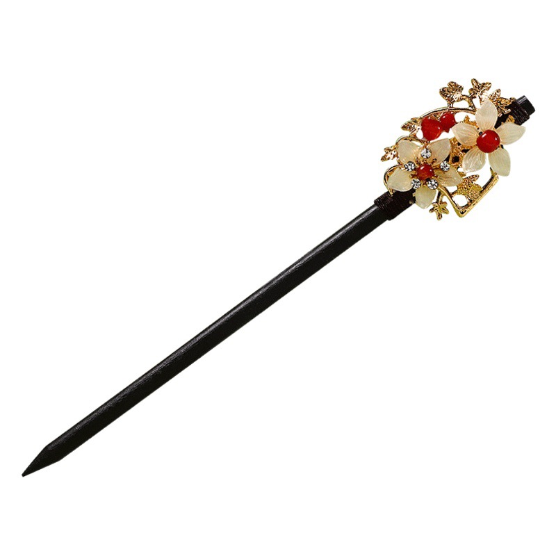 Estilo antiguo horquilla de madera borla paso horquilla hembra imitación ébano tocado updo Hanfu accesorios traje antiguo tire de la horquilla del pelo