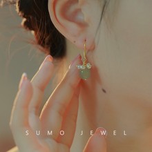 亚马逊新款忆江南*天然和田玉珍珠耳环女夏网红显瘦简约百搭学生