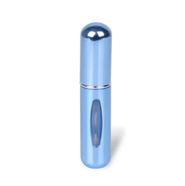 Botella de perfume de 5ml en stock, botella de spray recargable, botella de perfume de muestra de cosméticos de viaje portátil de aluminio