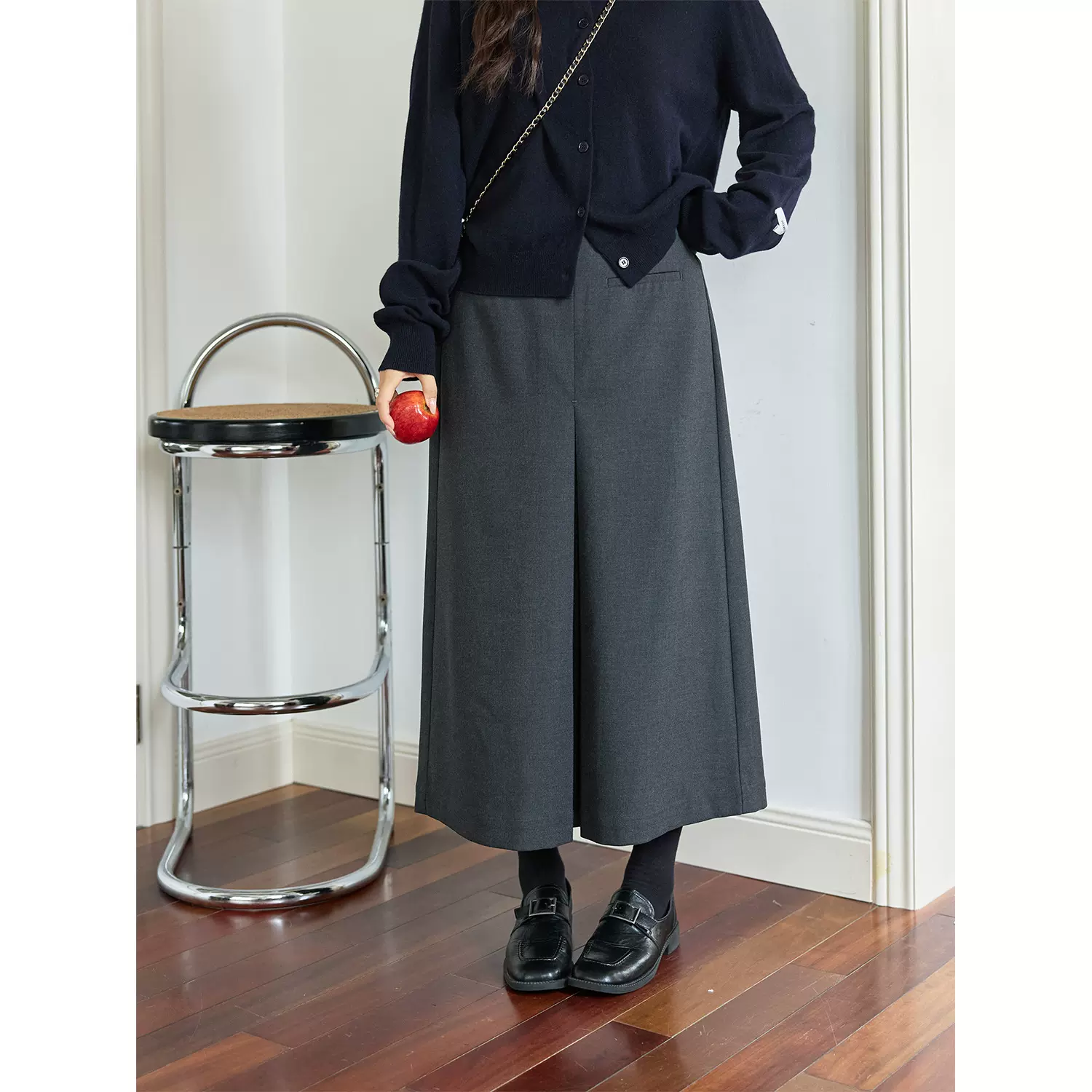 大码女装高级感优雅简约半身裙 秋冬垂感高腰显瘦气质松紧腰A字裙