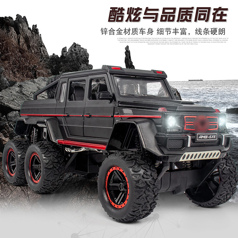 Modelo de coche de aleación Mercedes G63 6x6 a escala 1:24 en caja de espuma, con 6 puertas que se abren, función de retroceso con sonido y luces, nuevo producto al por mayor de Chenghai.