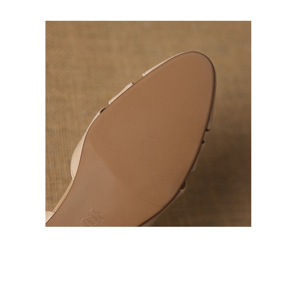 Sandal nữ quai chữ V đế xuồng da dê lỗ rỗng, gót 5 cm, size 34–42 — màu be chi tiết 11