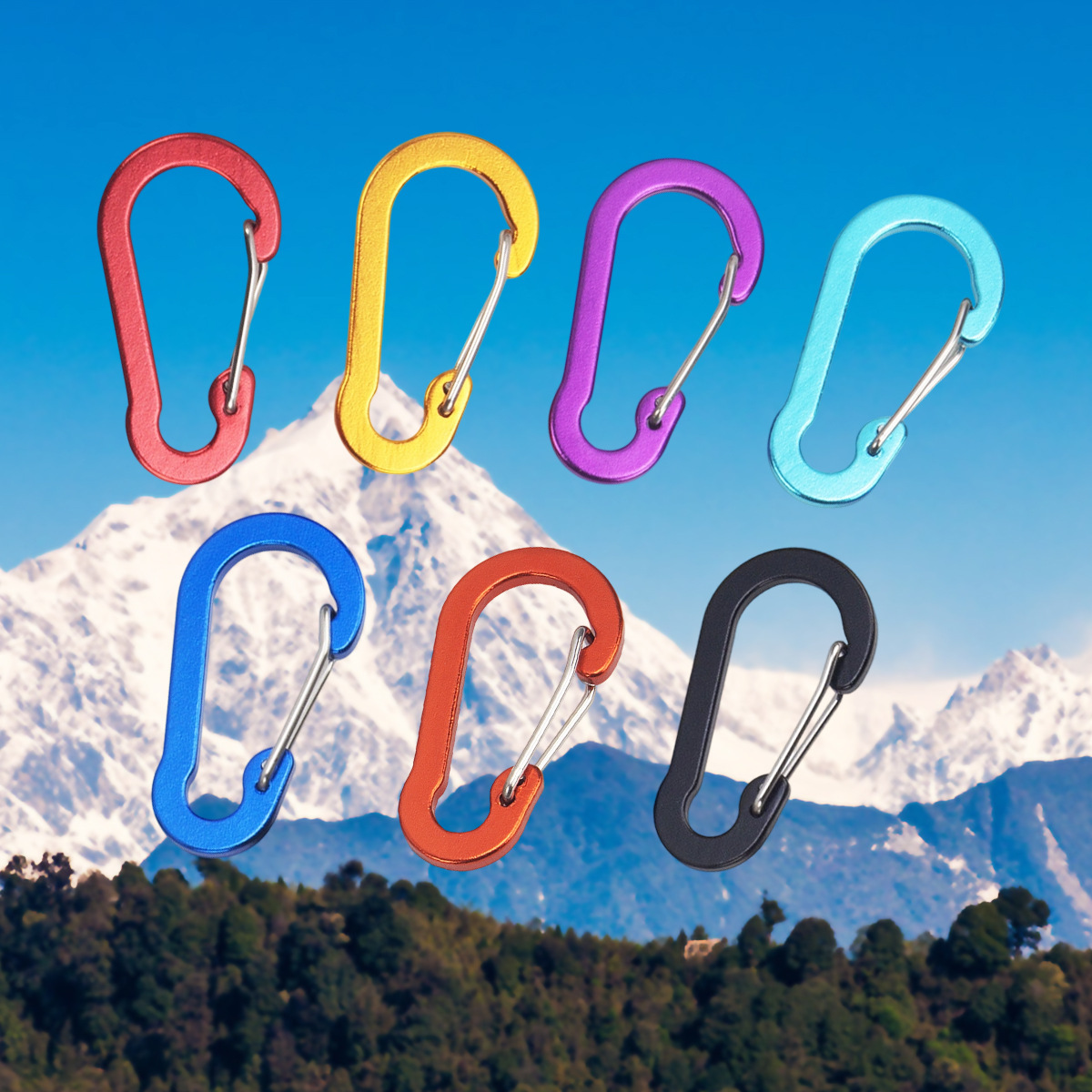 Colorful Aluminum Alloy Gourd-Shaped Carabiner Keychain Quick-Hook S-Shaped Wire Buckle Flattened Buckle Water Bottle Hanging