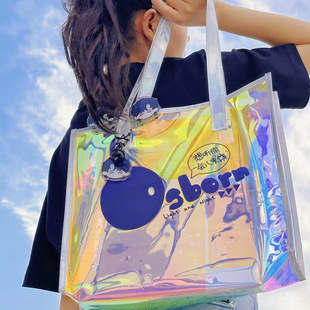 Wow Customized Pvc Laser Handbag Logo Fantasy Ins Transparent Jelly Shopping Bag Tpu Gift Packaging Bag