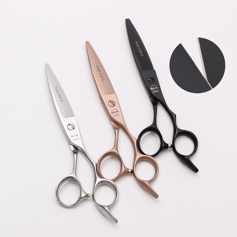 Achabi Hair Stylist Professional Macro Tooth Fat Cut 6-inch Japanese Modification Willow Hair Scissors Haircutting Flat Scissors