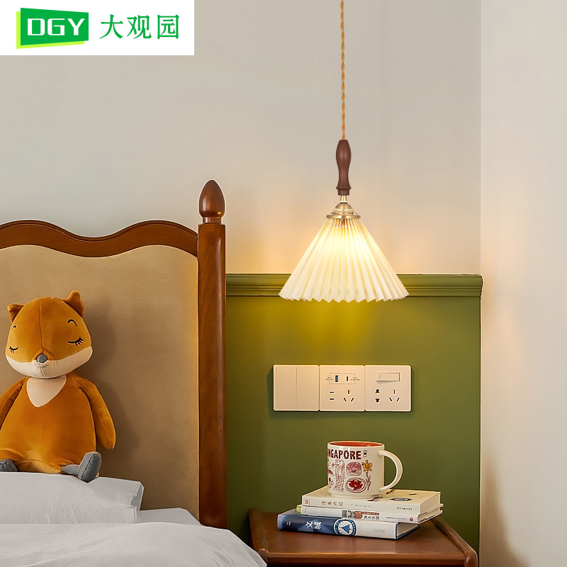 Daguanyuan lámpara de noche plisada dormitorio decoración creativa y elegante restaurante pequeña lámpara de estilo antiguo L271 image 1