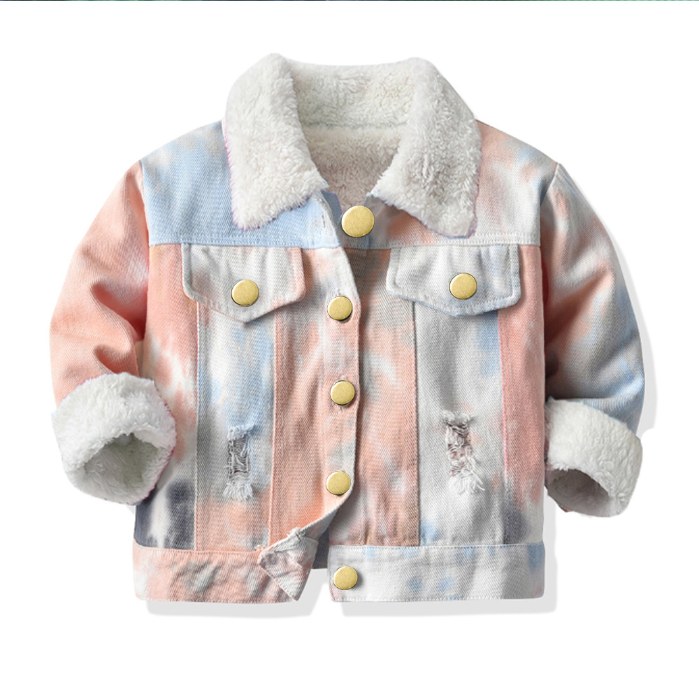 Pantalones largos, tops para niños, solapa, botonadura simple, manga larga, chaqueta de mezclilla teñida anudada, comercio exterior, camisa casual de todo fósforo