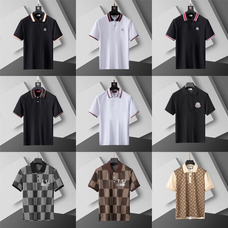 《Top! Correct Version》2025 New Summer European Style Men's Lapel Pique Cotton Short-Sleeve Polo Shirt Fashion