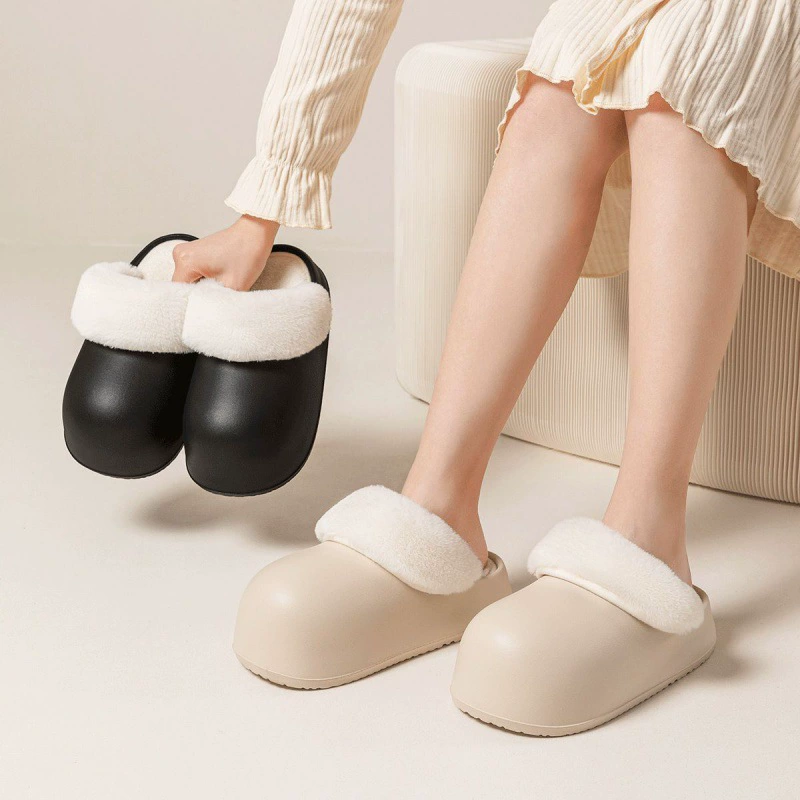 Осень и зима новые съемные хлопчатобумажные тапочки противоскользящие для дома удобный простой плюшевый теплый водонепроницаемый хлопок обувь для женщин