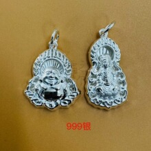 S999银立体空心火焰观音火焰佛吊坠