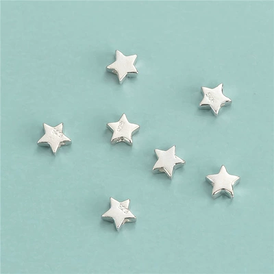 S925 Sterling Silver Plain Silver Bead Accessories Mini Star Beads DIY Beaded Rope Bracelet Jewelry Material Bag