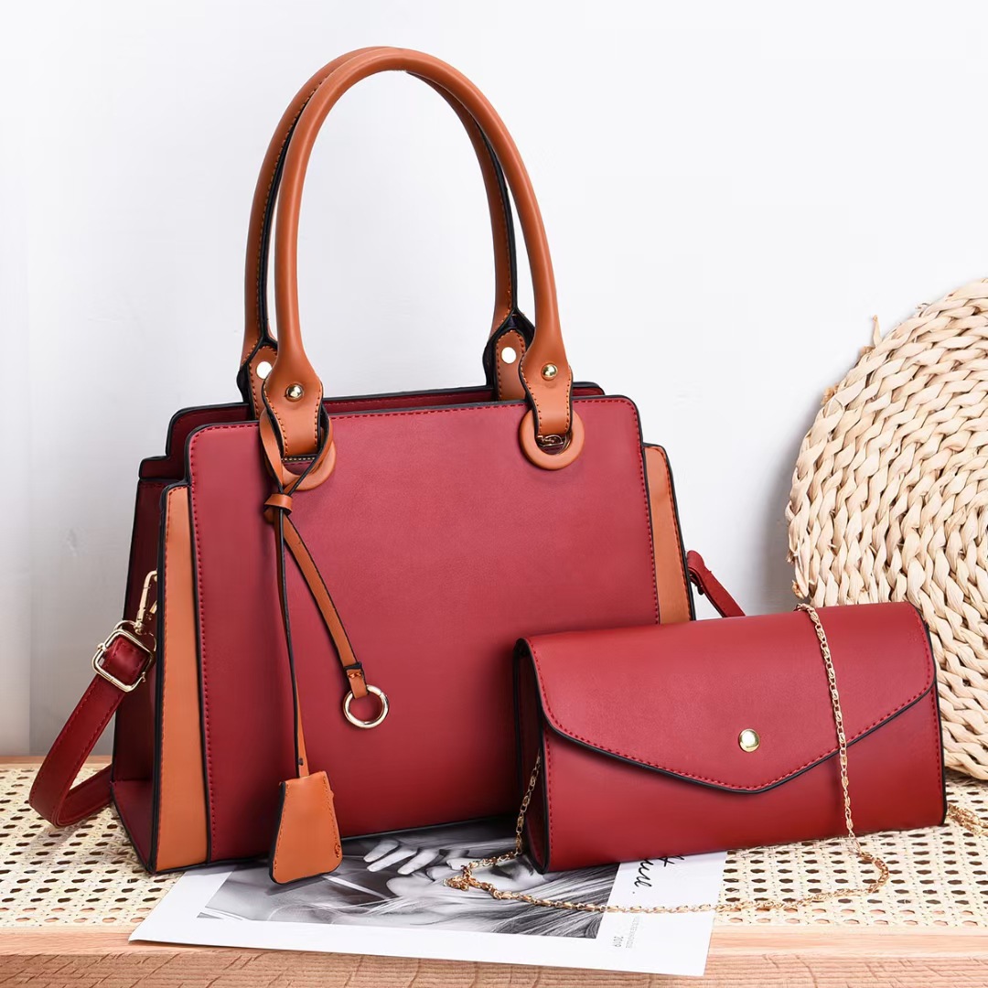 Women's Large Pu Leather Solid Color Vintage Style Square Zipper Bag Sets display picture 1