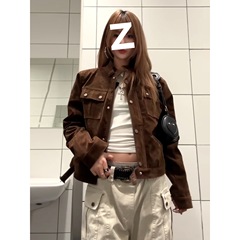 美德拉穿搭立领机车外套女秋季2025新款复古巨好看的宽松夹克上衣