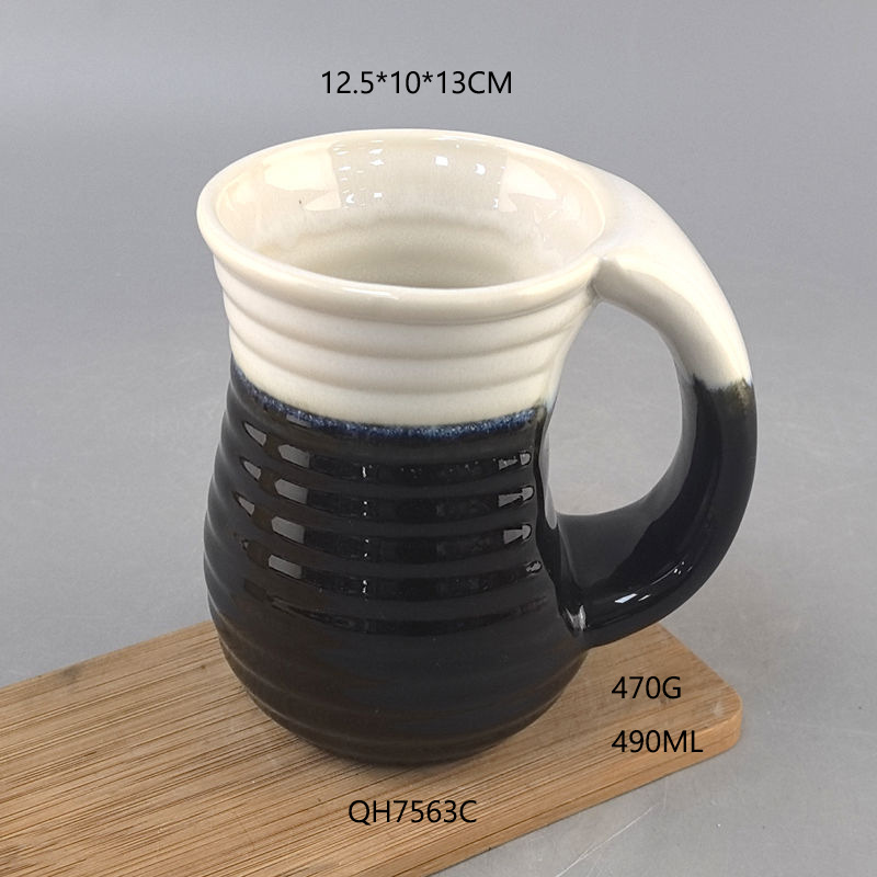 Gran capacidad de cerámica calentadora de mano marca taza de agua creativa horno transfronterizo esmaltado empuje de bolsillo taza de piedra de mano derecha