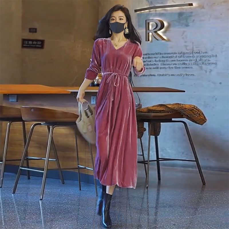 2025 Autumn New Loose-Fitting Velvet Dress, Long Slim-Fit Elegant Long-Sleeve Plus-Size Women's Autumn Dress 2025 Autumn New Loose-Fitting Velvet Dress, Long Slim-Fit Elegant Long-Sleeve Plus-Size Women's Autumn Dress