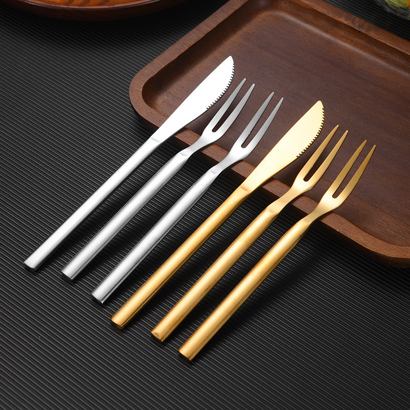 Non-Magnetic Stainless Steel Thickened 4-Piece Mid-Autumn Mooncake Knife and Fork Set, Fruit Fork Individually Packaged Wholesale Non-Magnetic Stainless Steel Thickened 4-Piece Mid-Autumn Mooncake Knife and Fork Set, Fruit Fork Individually Packaged Wholesale