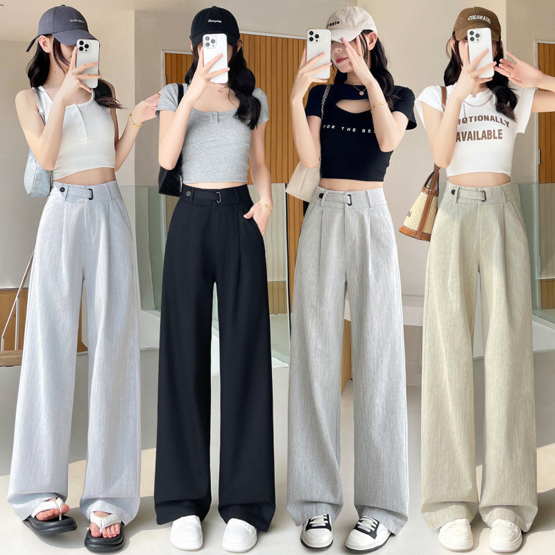 Imitation Denim Wide-Leg Pants for Women 2026 Spring/Summer New High-Waisted Loose Slimming Denim Color Straight-Leg Floor-Length Pants