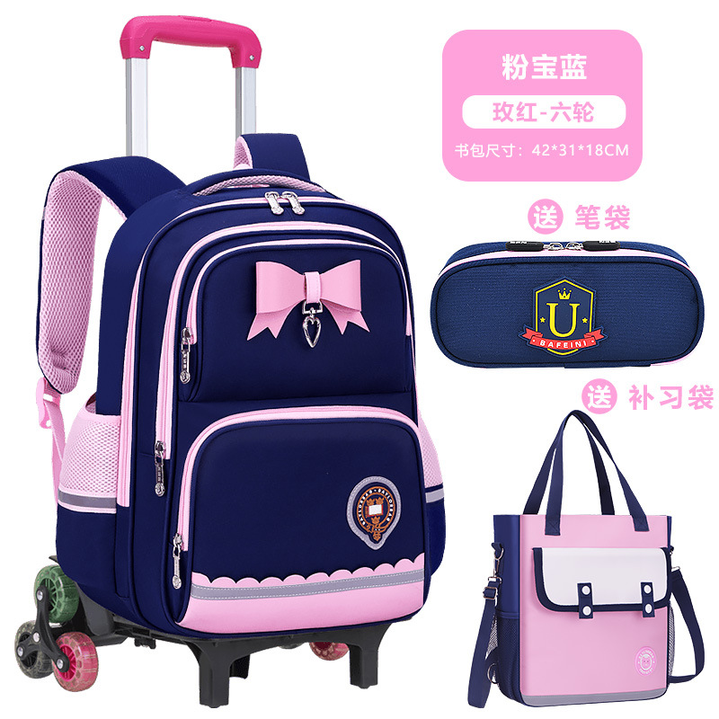 Nueva mochila de tirón para estudiantes de escuela primaria niñas 2 - 3 - 5 - 6 grados mochila de hombro para niños de gran capacidad impermeable para reducir la carga