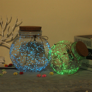 Luminous Bottle Glass Bottle Starry Sky Wishing Bottle Decorative Jar Paper Crane Star Creative Origami Lucky Bottle Lettering Gift