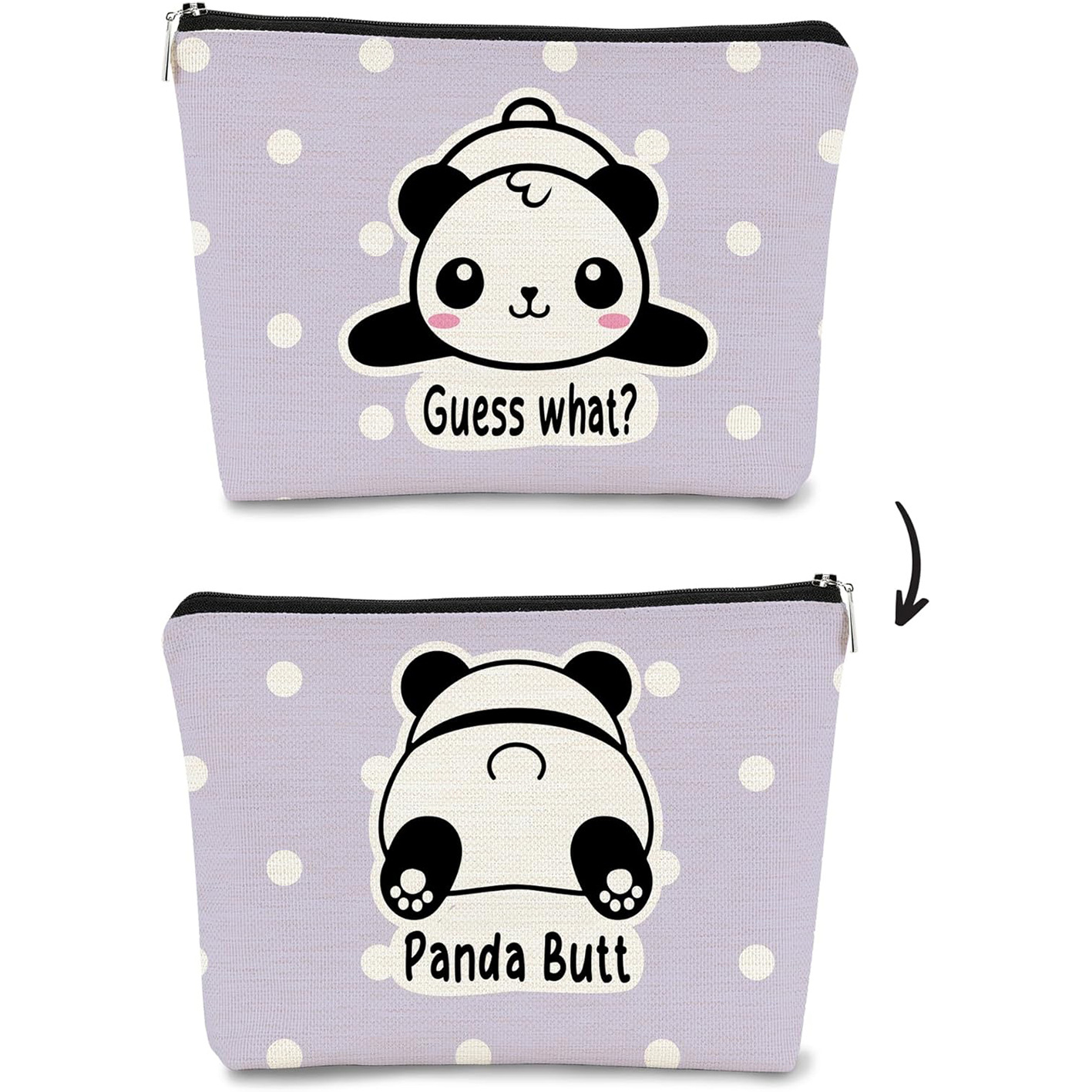 Transfronterizos Amazon brote lindo panda impresión doble cara bolsa de maquillaje bolsa de almacenamiento bolsa de cambio de lino impermeable