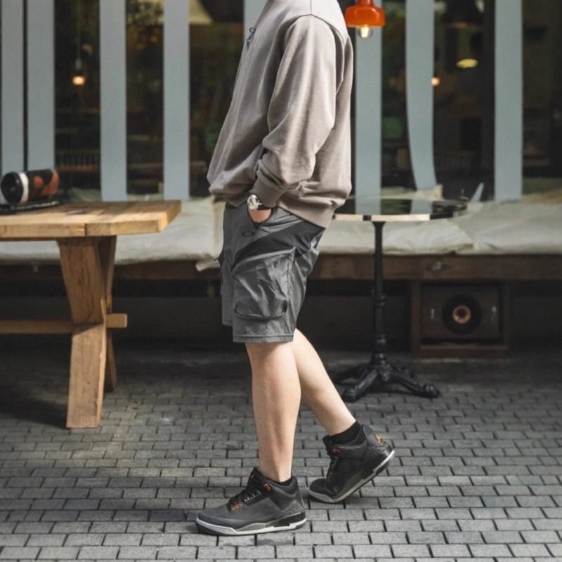Ceiling Oak Summer Functional Shorts Japan Limited Edition Zipper Pockets Elastic Waistband Color-Block Unisex Style