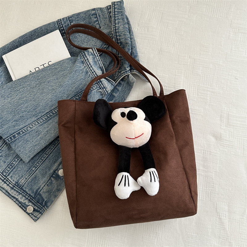 Bolsas retro de gran capacidad para mujeres 2024 nuevo otoño e invierno bolsa de compras ocio de hombro de dibujos animados para trabajar bolsa de viaje