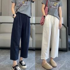 裤子女夏季薄款2025今年新款休闲百搭宽松显瘦九分直筒阔腿裤子潮