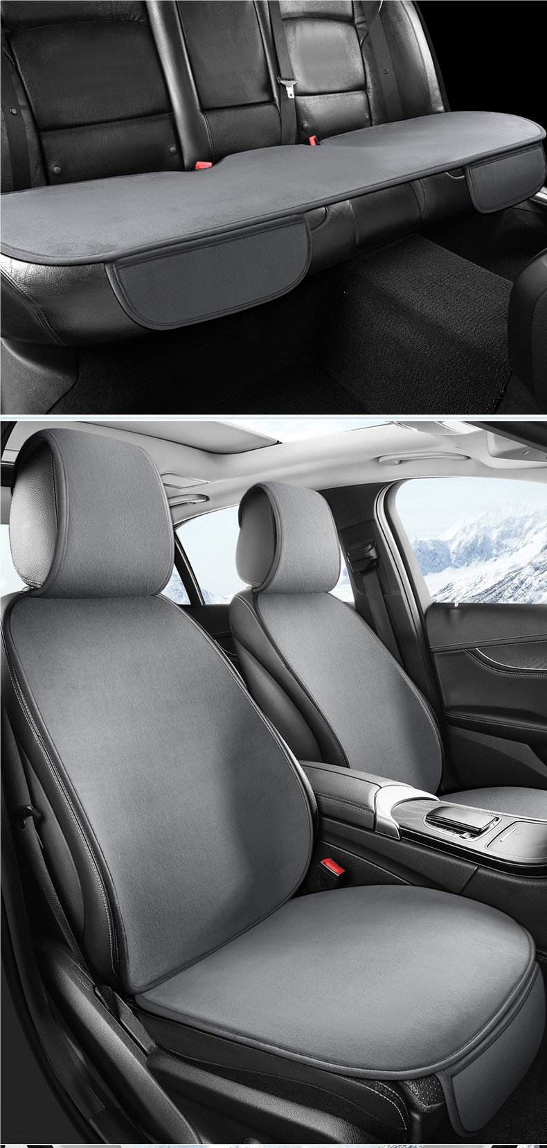 Winter Car Seat Cushion Set, Warm Short Plush Three-Piece Set, Small Car Cushion, Single-Piece Plush Cushion, Winter Rear Seat Cushion
