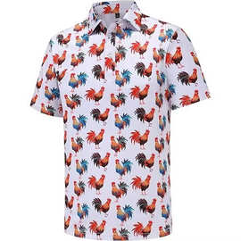 男士高尔夫球衫速干短袖男装热升华高性能吸湿排汗公鸡男式Polo衫