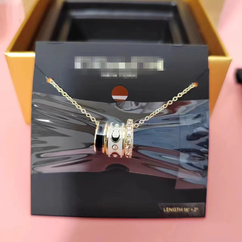 Koujia High-Quality Enamel Three-Ring Full Version Necklace Popular Accessible Luxury Niche Fashion Exquisite Personalized Clavicle Chain