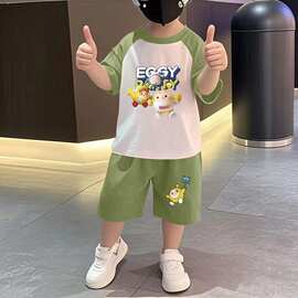 儿童夏季套装男童纯棉短袖短裤子宝宝两件套新款洋气小孩子衣服薄