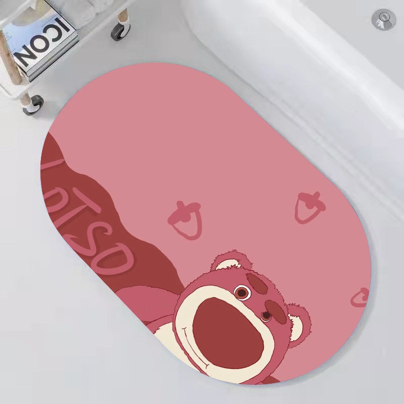 卡通椭圆形软地垫浴室卫生间入户门口垫吸水防滑耐脏地毯一件代发